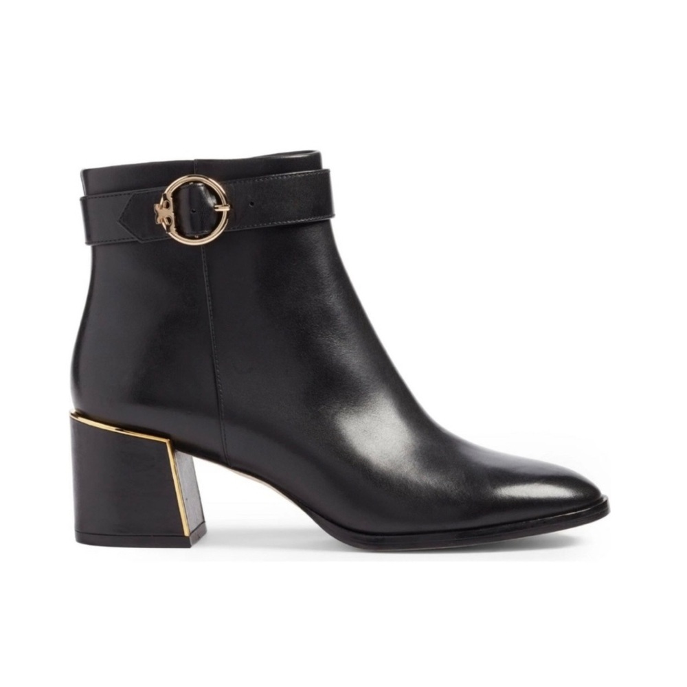 Tory Burch Sophia Bootie 9.5 Black Leather Gold Hardware Rare